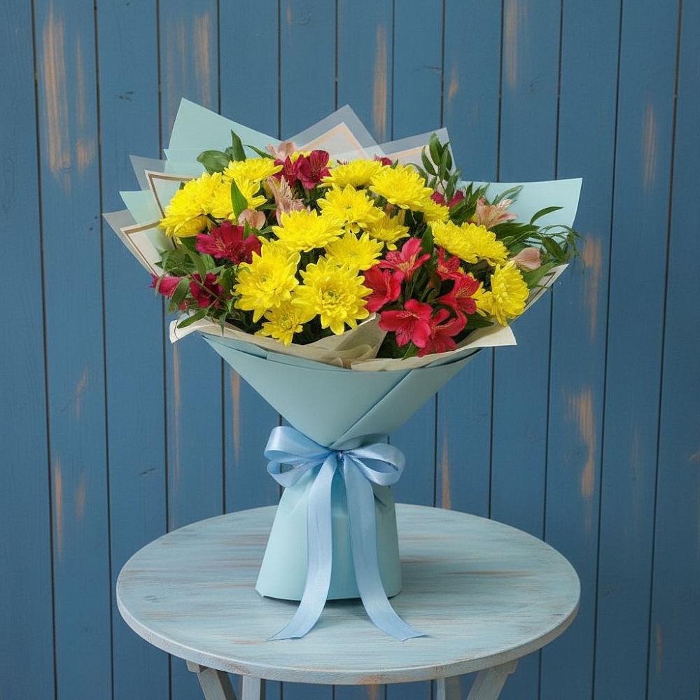 Букет цветов из: Альстромерии и Хризантемы в Петровке Республика Крым