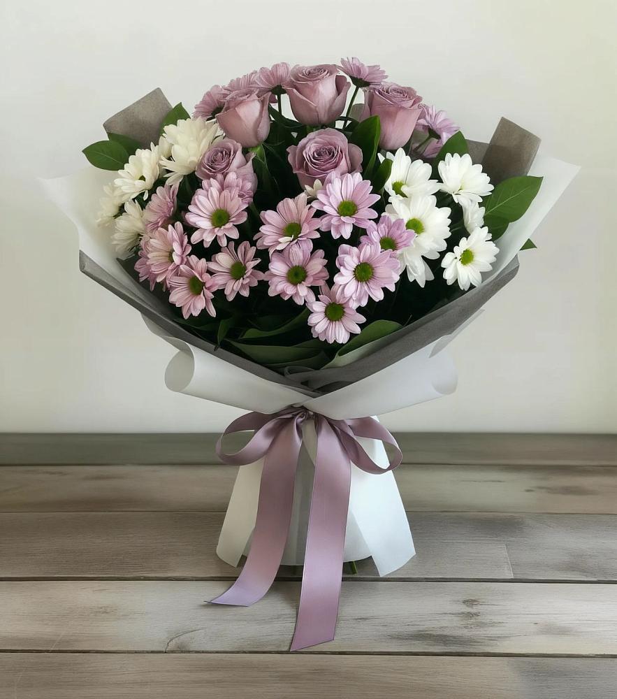 Букет цветов из: Хризантемы и Розы в Петровке Республика Крым