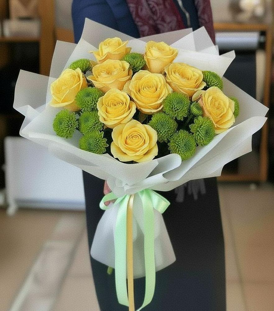 Букет цветов из: Хризантемы и Розы в Петровке Республика Крым