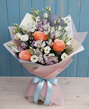 Букет цветов из:  Лизиантусы, Розы, Альстромерии и Гипсофила #REPLACE_PRED# Петровке Республика Крым