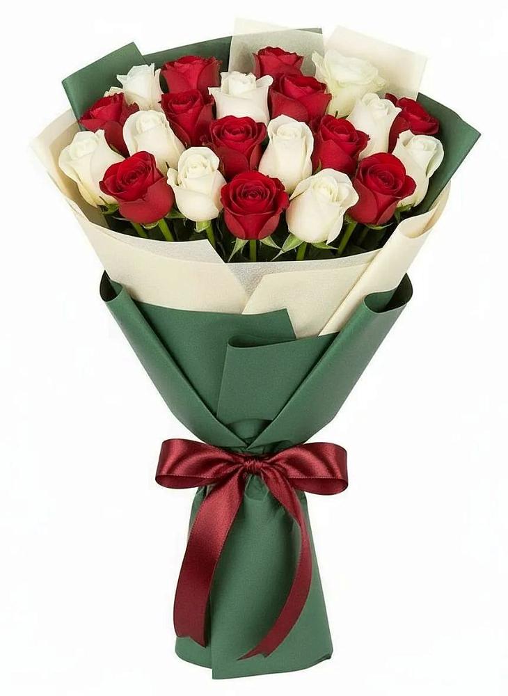 Букет Микс из красных и белых роз в Петровке Республика Крым