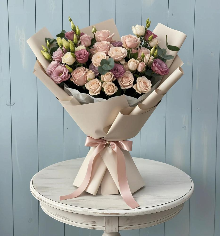 Букет цветов из: Розы и Лизиантусы в Петровке Республика Крым