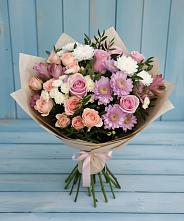 Букет цветов из:  Хризантемы, Розы и Альстромерии в Петровке Республика Крым