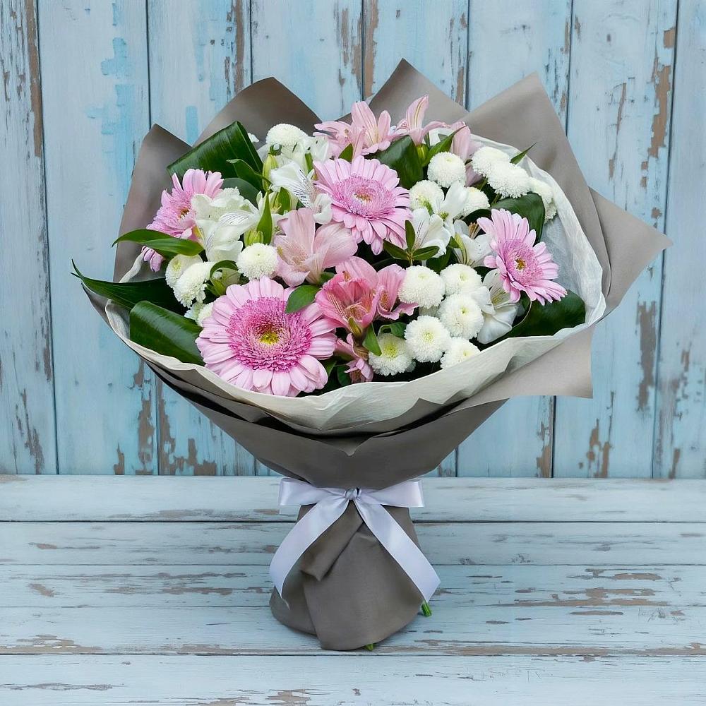 Букет цветов из: Герберы, Альстромерии и Хризантемы в Петровке Республика Крым