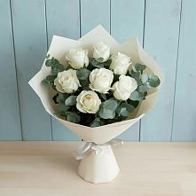 Букет Белые розы в Эвкалипте #REPLACE_PRED# Петровке Республика Крым