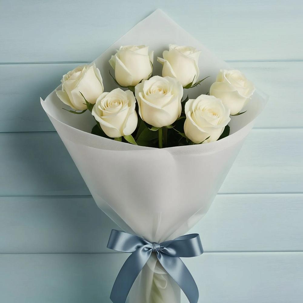 Букет 7 Белых роз Эдлесс Лав в Петровке Республика Крым