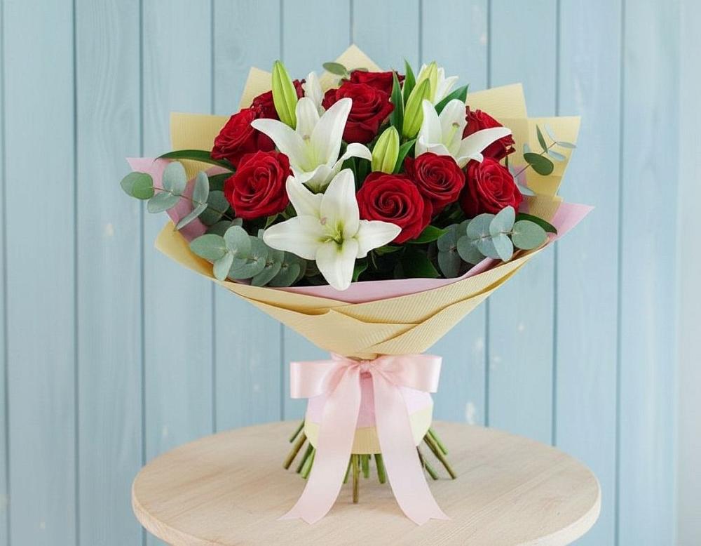Букет цветов из: Лилии и Розы в Петровке Республика Крым